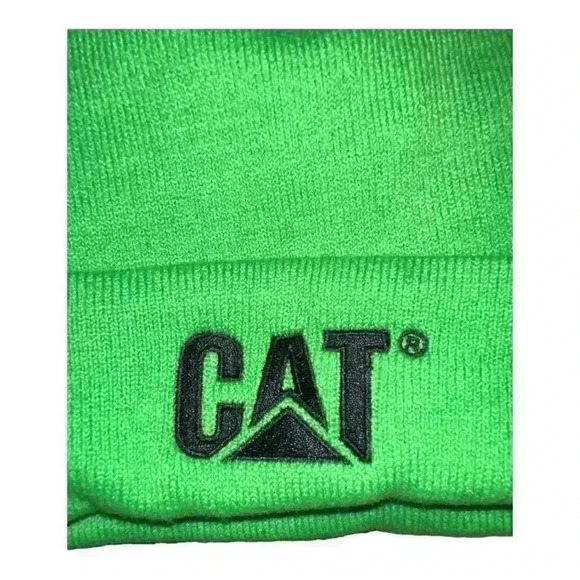 CAT neon green knit winter beanie - Picture 3 of 3